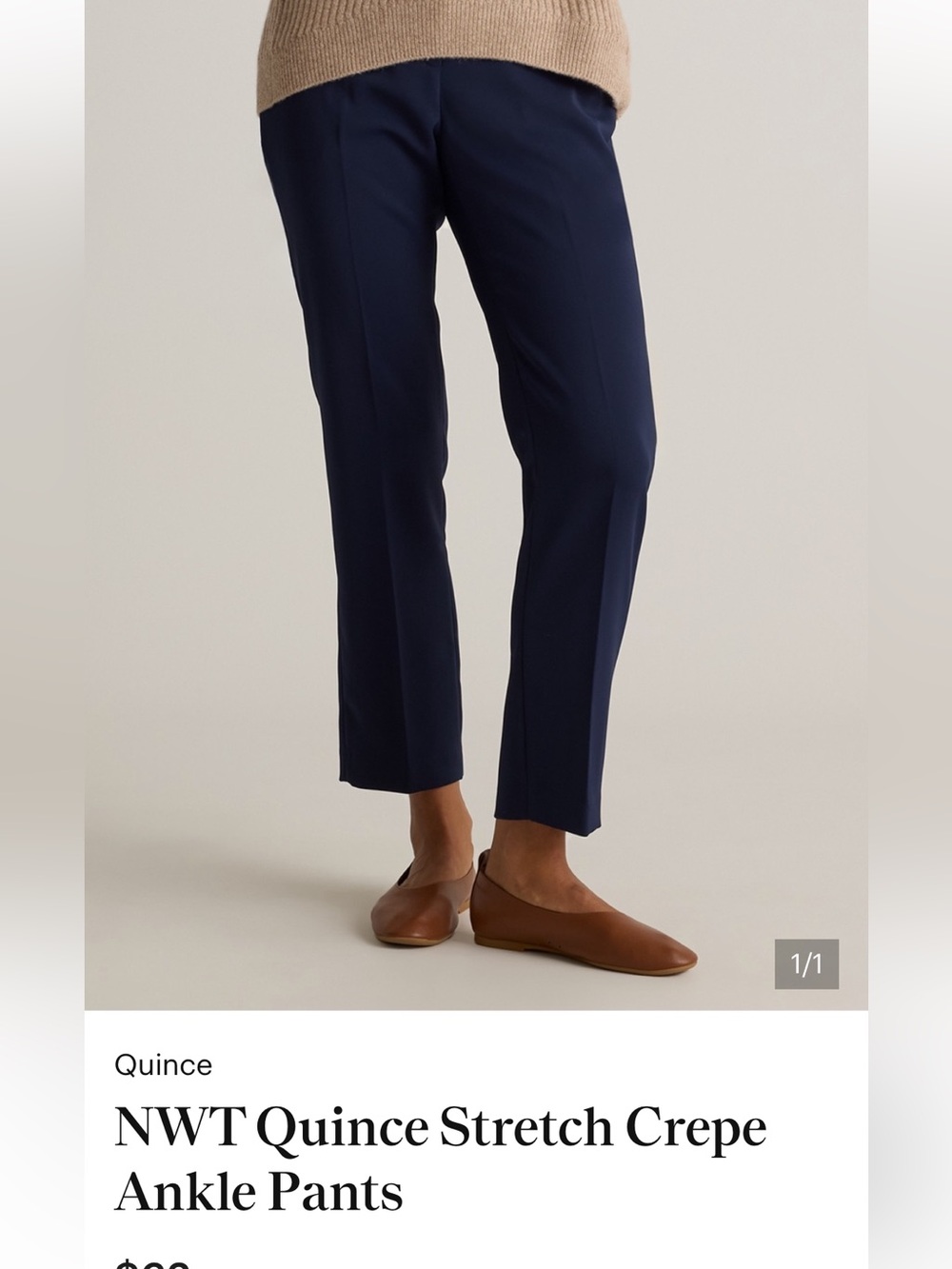 Quince Women's Stretch Crepe Pants in Navy